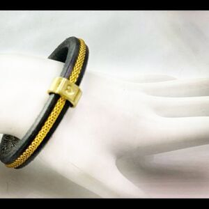 Modern leather gold mesh heart European bracelet